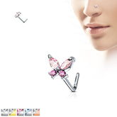 20G Butterfly Top L Shape Nose Stud. Nose Piercing. Nose Stud. Nose Piercing.